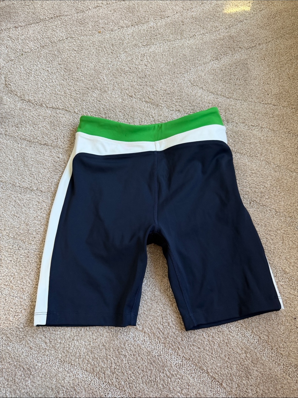 Splits59 Navy Shorts with White Side Panels and Green Waistband (worn once)